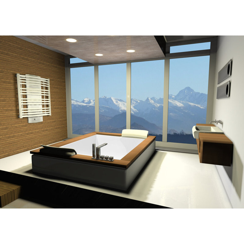 Eileen 86'' L Whirlpool Bathtub, White, Satin Chrome