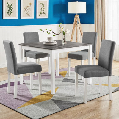 Ensemble de table de salle à manger 5 pièces avec 4 chaises rembourrées | Ensemble de salle à manger carré en bois pour cuisine, salle à manger ou appartement