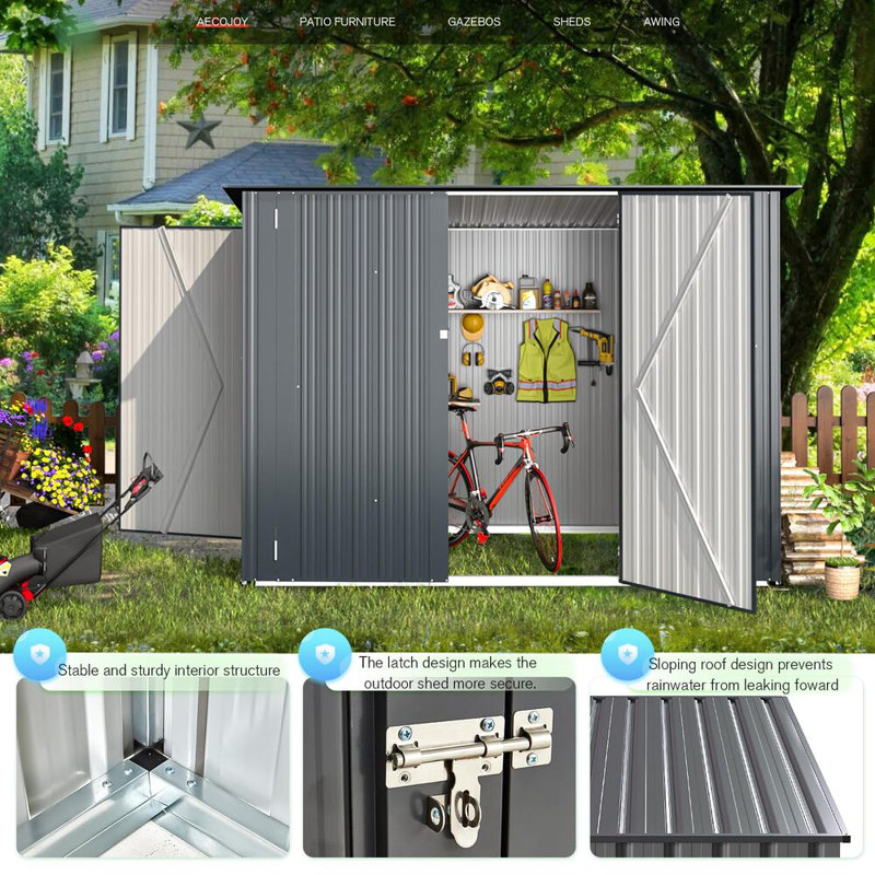 7' X 4' Outdoor Bike Storage Lean To Shed