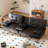 Futon Sofa Bed Convertible Folding Faux Leather Couch with 2 Cup Holders-637097281