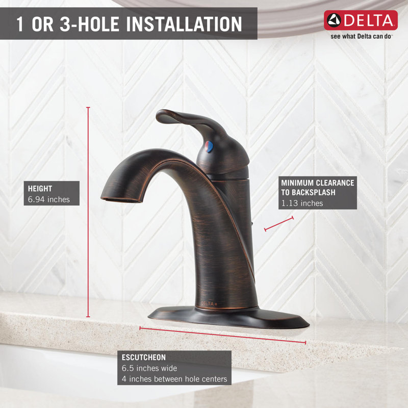 Lahara Single Hole Bathroom Faucet with Drain Assembly, Single Handle Bathroom Sink Faucet, Venetian Bronze
