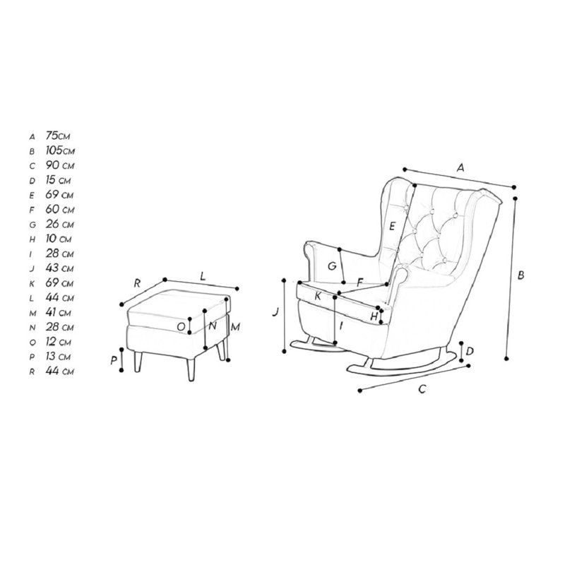 Lutcher Upholstered Wingback Chair with Footstool, Samoa