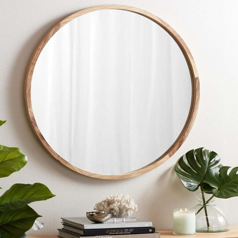 Maggiemae Engineered Wood Wall Mirror, Brown, 45" x 45"