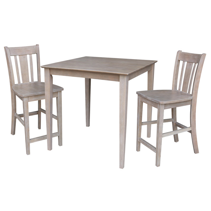Chrisine 3 - Piece Solid Wood Dining Set, Washed Gray Taupe