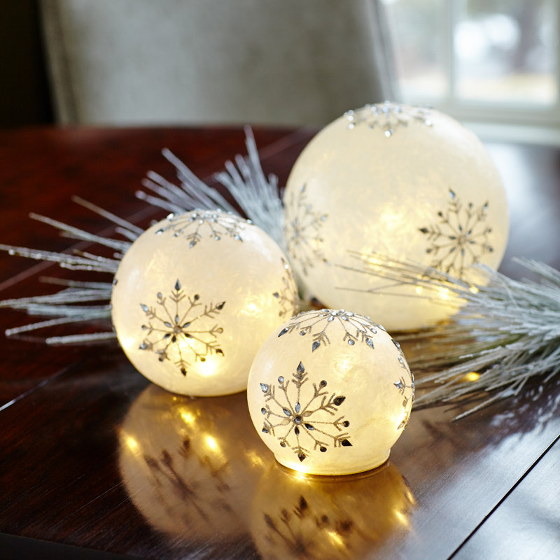 Ensemble de 3 globes en verre lumineux, H 4 po x l 4,5 po
