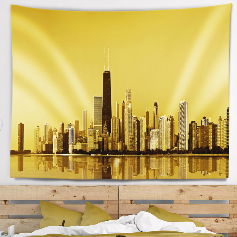 Tapisserie «Cityscape Chicago Gold Coast» avec gratte-ciel, H 50 po x l 60 po