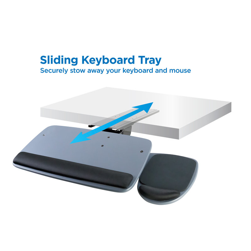 Mount-It! Adjustable Under Desk Keyboard Tray & Mouse Drawer Platform with Ergonomic Wrist Rest Pad
