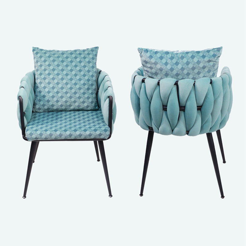 Maylyn 18'' H Tufted Velvet Armchair, Blue