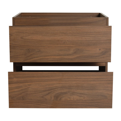 24" Bathroom Vanity: Wood Grain Design, 2 Drawers, Soft-Close Function, And 45 Invisible Handle - Made Of Plywood Modern Style Vanity With Grain, Floating Drawer Stylish Functional