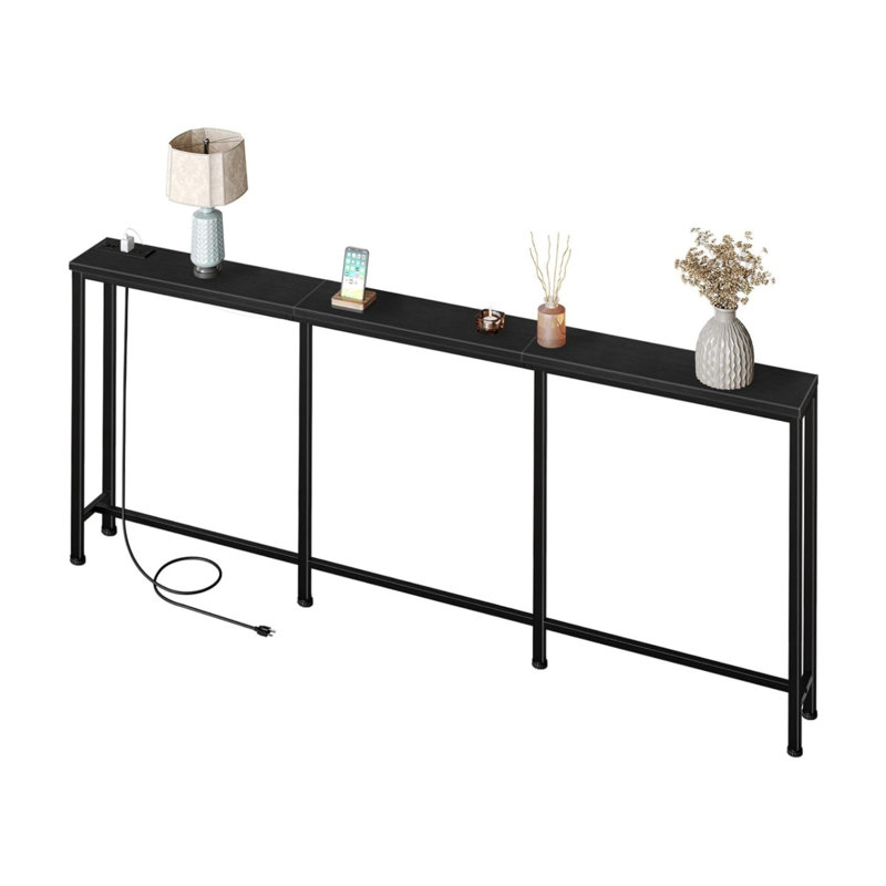 78.7" Narrow Console Table with Power Outlet,Sofa Long Behind Couch Table