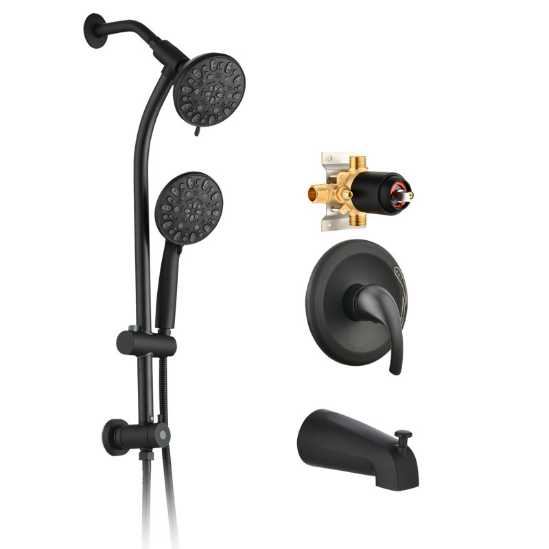 Complete Shower System with Rough in-Valve, Matte Black