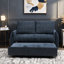 Canapé de futon de salon moderne avec sacs réglables et de rangement, port de chargement bleu marine et compartiment pratique