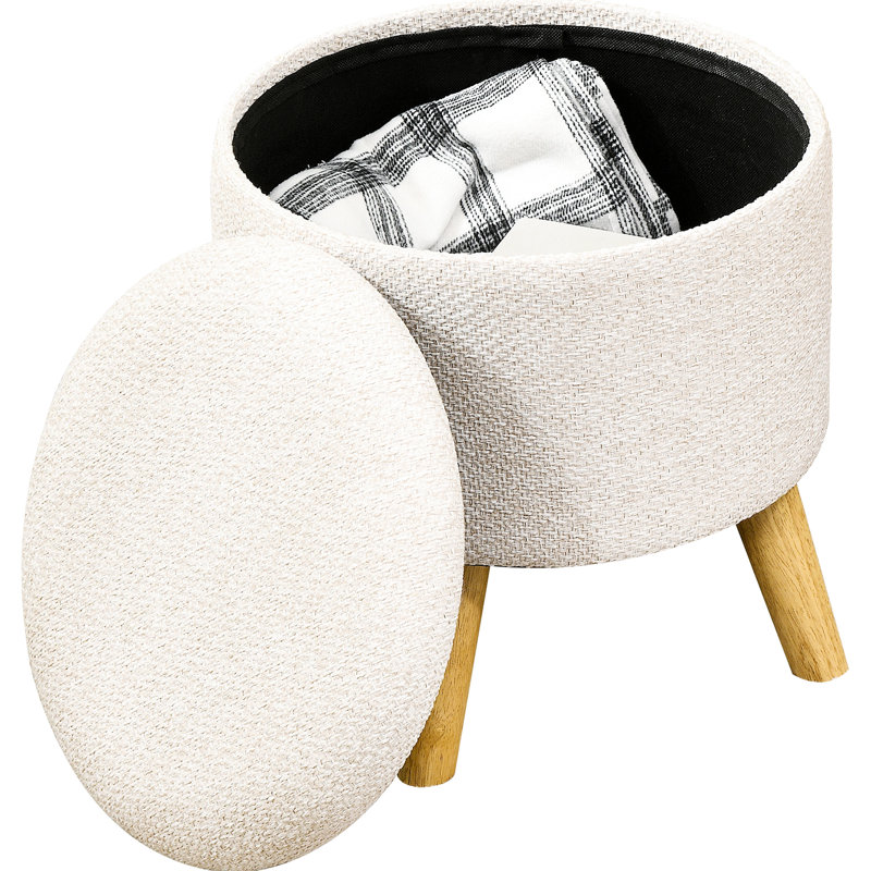 Fauteuil rembourré blanc crème - Rangement dissimulé pour vos besoins. Assise confortable et polyvalente. Stable grâce à sa base antidérapante. Compartiment de rangement pour vos essentiels. Convient à différentes pièces. Pieds.