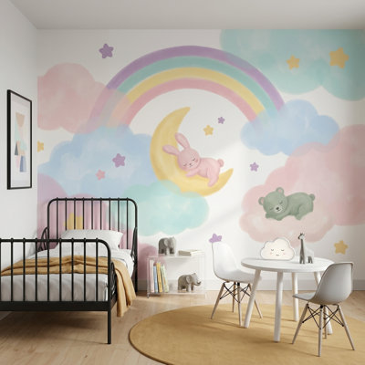 Décoration murale chambre d'enfant amovible fond blanc