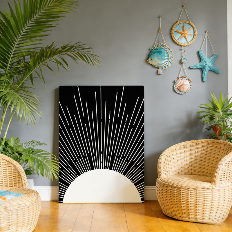 Boho Sun, art mural à cadre en bois à l'arrière, 30 L x 20 l