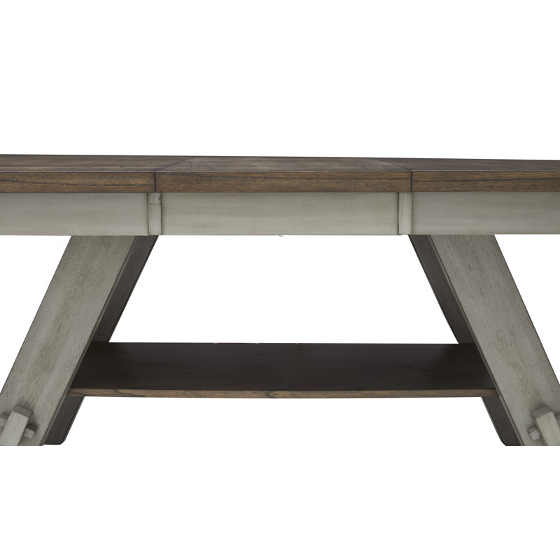 Brown Rectangular Extendable Wood Dining Table with Trestle Base