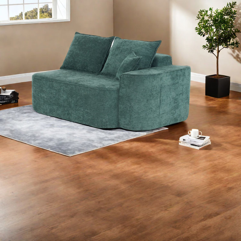 Canapé modulaire spacieux en chenille modulaire en L avec méridienne pour la maison