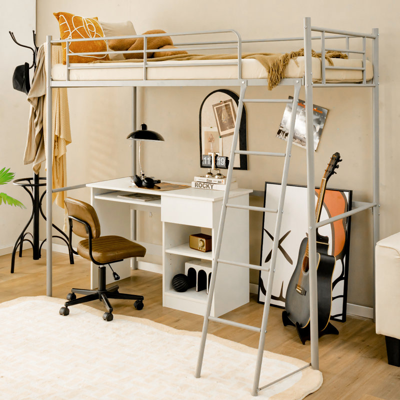 Dykstra Loft Bed with Storage Included with Built-in Ladder Included