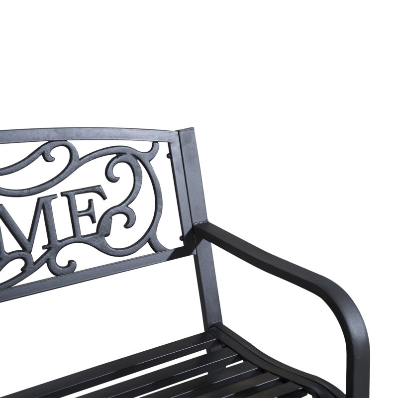 Banc de bienvenue en métal 50 po avec siège à lattes pour hall d'entrée