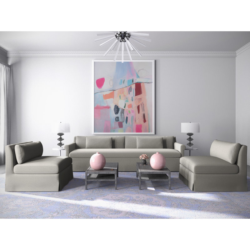 Ludlow Rolled-Arm Skirted Loveseat, Plush Velvet Graphite, 34" H x 72" W x 42" D, Weathered