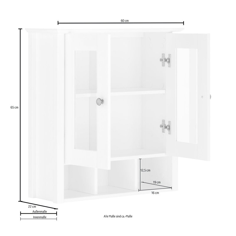 Aymen Solid Wood Wall Bathroom Storage Furniture Set, White