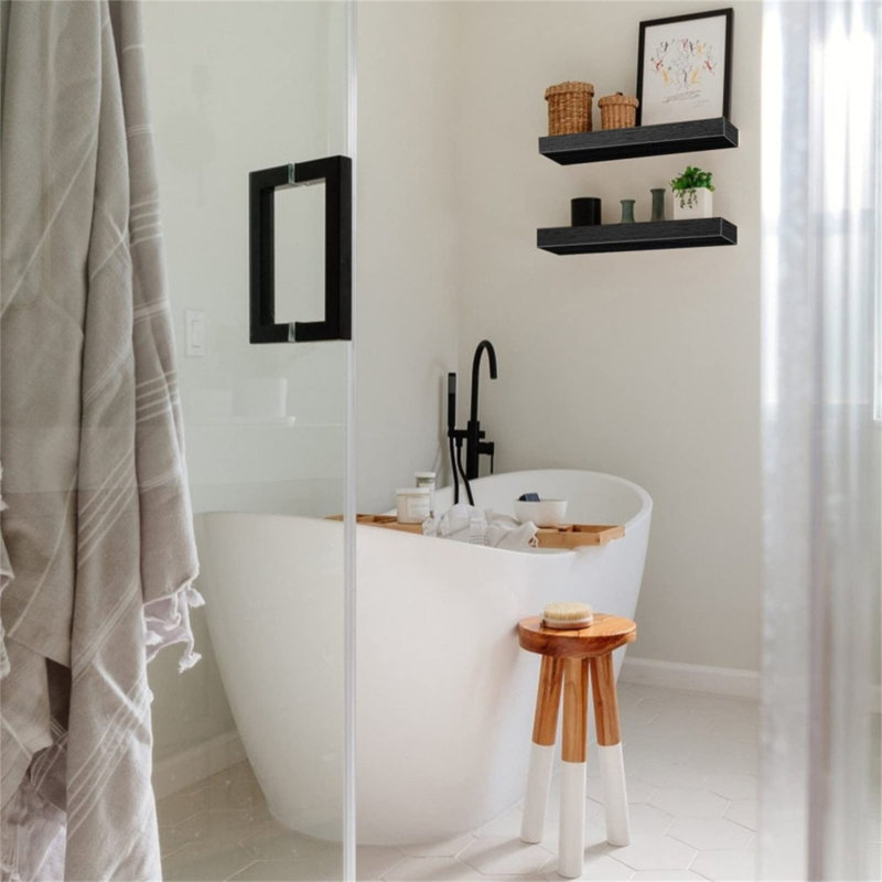 Ensemble de 2 tablettes de salle de bain pour tablettes murales flottantes pour salle de bain