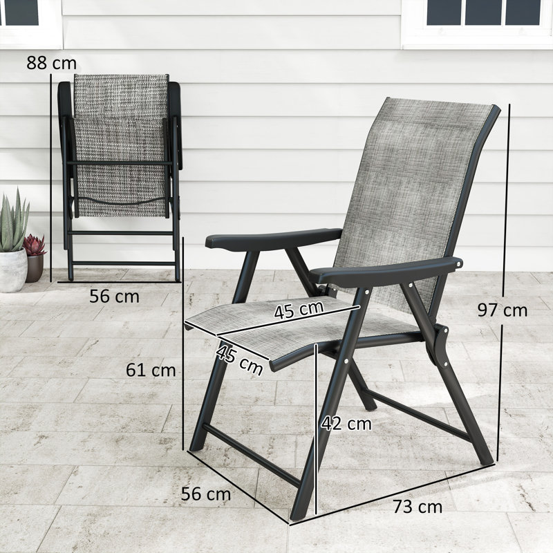 Folding Patio Dining Folding Chair, Black/Grey