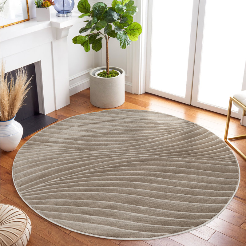 Omari Collection Abstract Traditional Area Rug, Round 5'3"