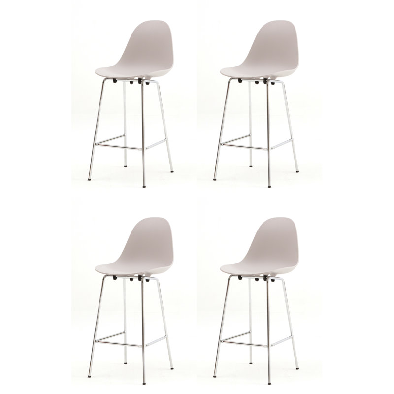 TA Bar & Counter Stool, Bar Stool (29.5" Seat Hight), Chrome, Cool Gray