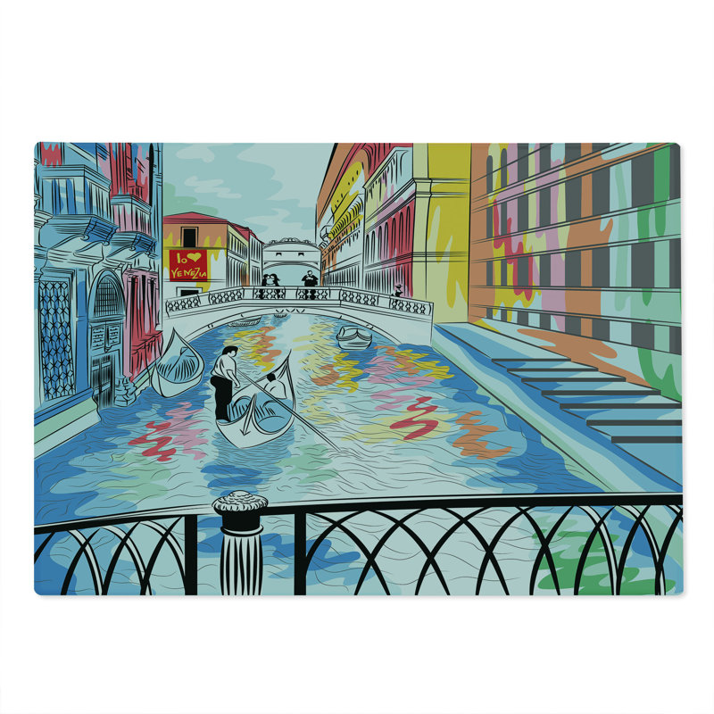 Multicolore pont croquis coloré Ambesonne Venice