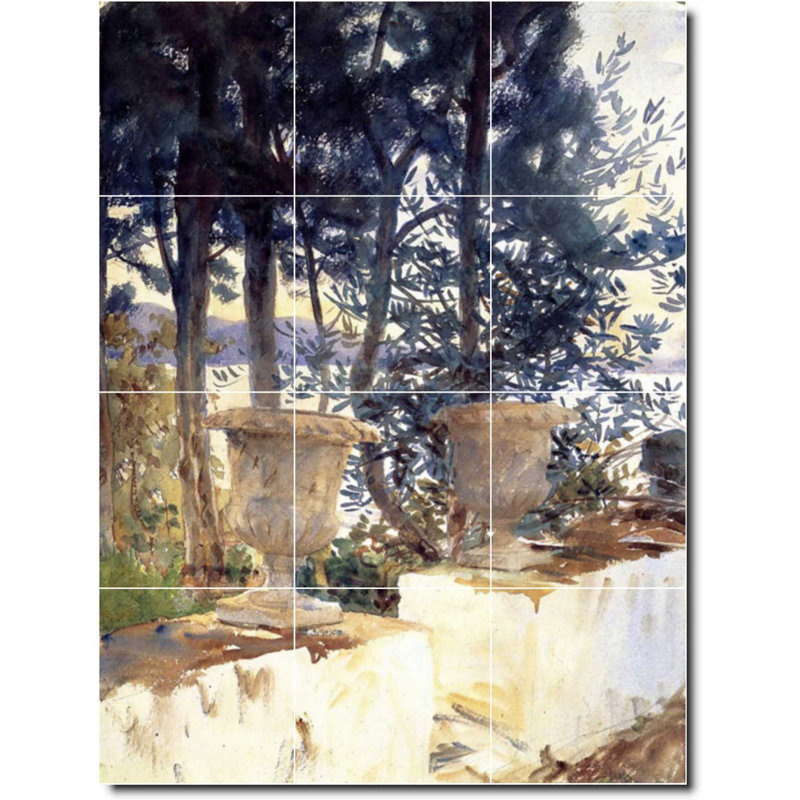 Carreau de céramique décorative 12,75 po x 17 po 4,25 po x 4,25 po, John Sargent, peinture de campagne W07924