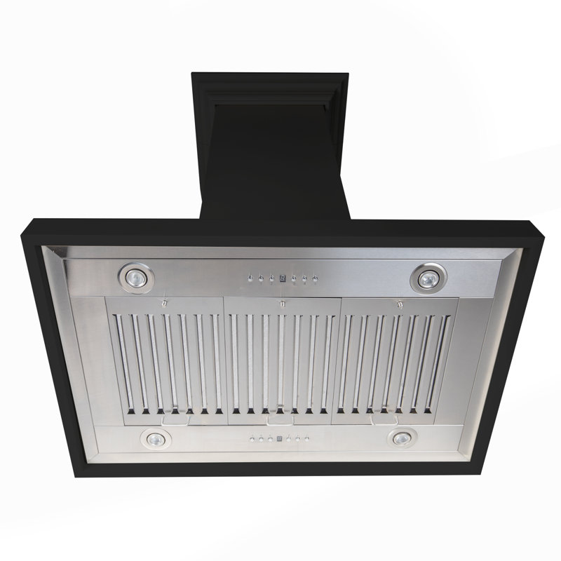 30" Wood 400 CFM Convertible Island Range Hood, Black