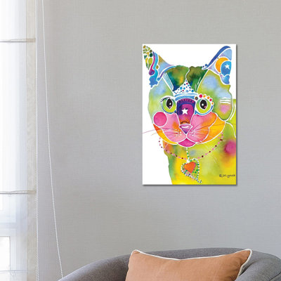 Chat fantaisiste par Jo Lynch - peinture sur toile tendue
