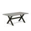 L'ensemble de mobilier de salle à manger 9 pièces comprend une table de salle à manger rectangulaire avec des pieds en X et 8 chaises rembourrées en tissu noir, finition noire brossée-1627293426-1627293385-1627293429
