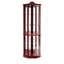 Vitrine en verre avec éclairage, finition cerisier, tablettes réglables, élégantes tablettes de rangement éclairées pour le coin