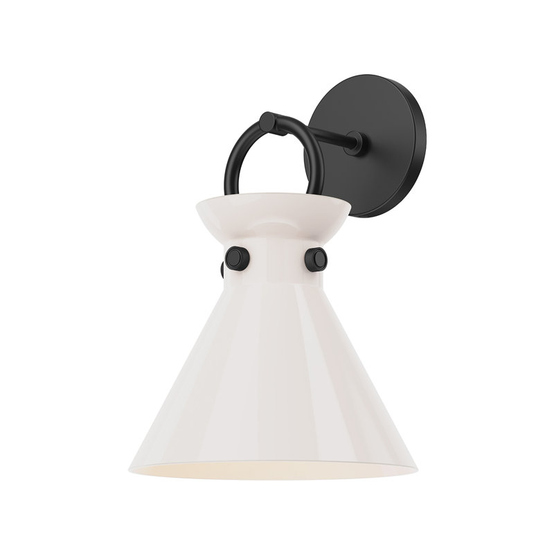 Applique murale en acier Tiney, Opale brillante, Noir mat