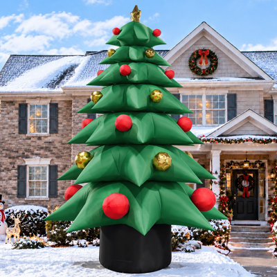 Sapin de Noël gonflable de 8 mètres de haut avec souffleur et sac de transport pour décoration extérieure de jardin et de fête de Noël - Décoration gonflable pour la maison et la famille