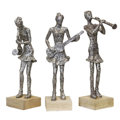 Musicien féminin - argent antique - ensemble de 3