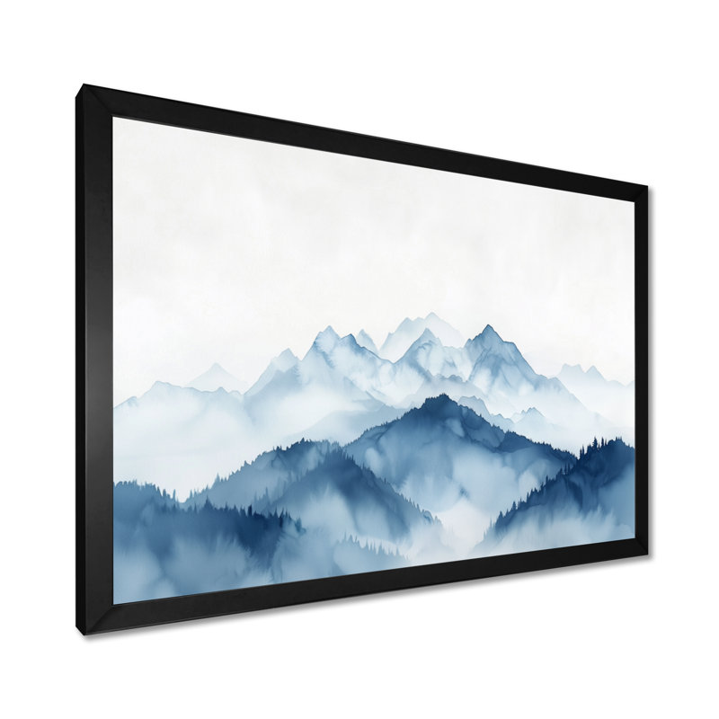 «Winter Blue and White Mountain Majesty II - Landscape Mountains», reproduction sur toile, Noir, H 12 po x l 20 po