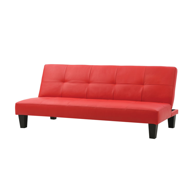 Viren 67.13'' Sleeper, Red / Black Faux Leather