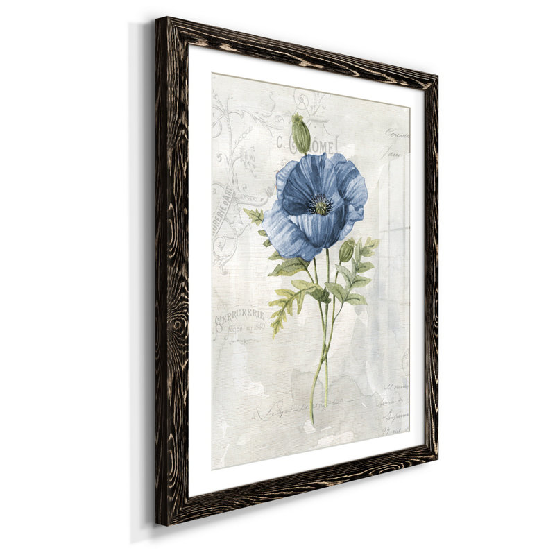 Blue Linen Poppy - Cadre photo, reproduction d'art sur papier, H 37,5 po x l 27,5 po x P 1,5 po, Noir
