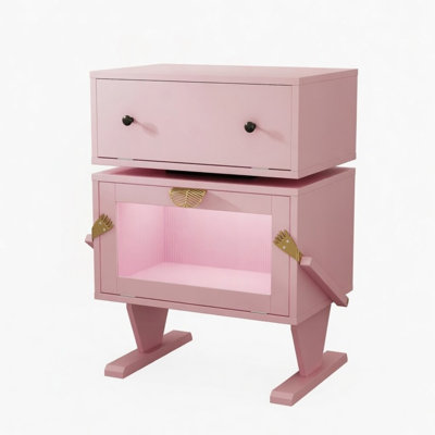 Robot LED Nightstand with 360° Rotating Drawer – Modern End Table