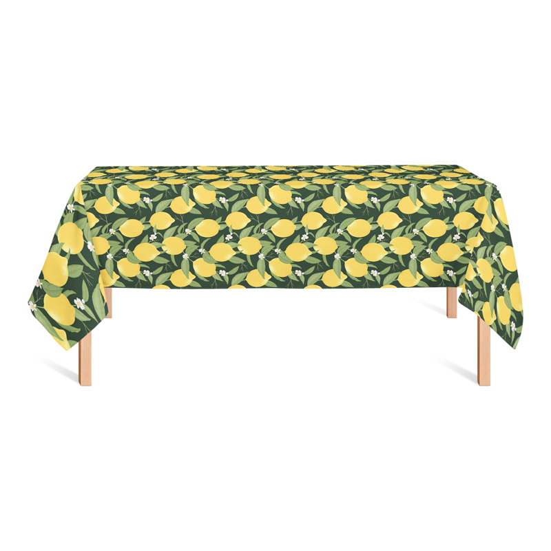 Nappe blanche à motif citron 3, Vert
