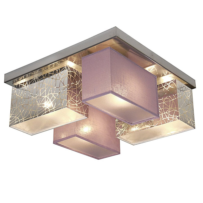 Pascoe Fabric Semi Flush Mount, Silver/Purple Transparent