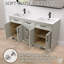 Ensemble de meuble-lavabo autoportant classique en bois massif avec lavabo double 60 po-99820188