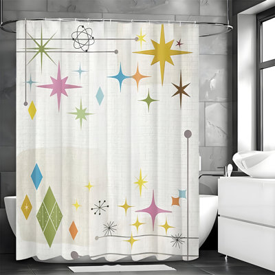 Rideaux de douche géométriques avec crochets inclus