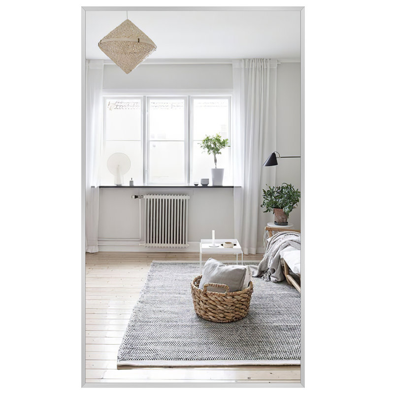 Talma Wood Flat Mirror, Light Gray, 59" H x 36" W