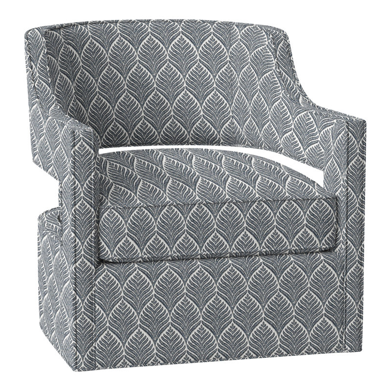 Phoebe Upholstered Swivel Armchair, Perigold Linnaeus Indigo
