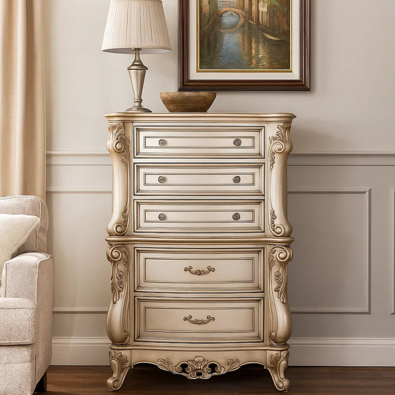 Mitcheldean 5-Drawer Chest in Golden Ivory