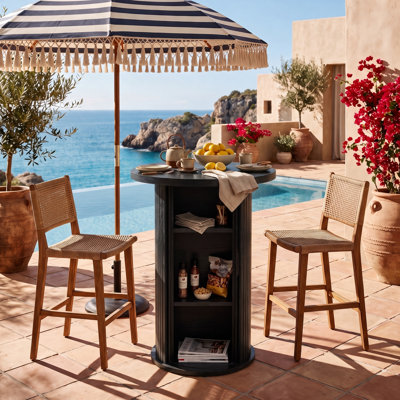 Table basse bistro cannelée 35,4 po avec rangement caché 3 niveaux, noir